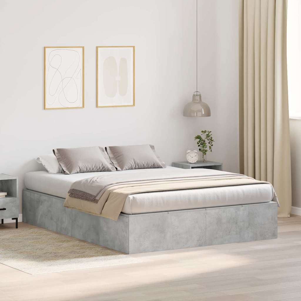 Opbergbedframe met opslag Beton Grijs 140 x 190 cm Bewerkt hout is nu te koop bij PeponiXL, paradijselijk wonen!