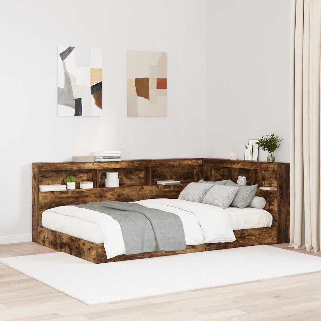 Opberghoofdbord met plank Gerookt eiken 120 cm Bewerkt hout is nu te koop bij PeponiXL, paradijselijk wonen!