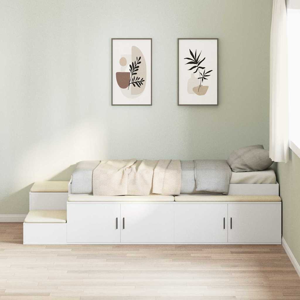 Opbergbedframe Wit 80 cm Bewerkt hout is nu te koop bij PeponiXL, paradijselijk wonen!