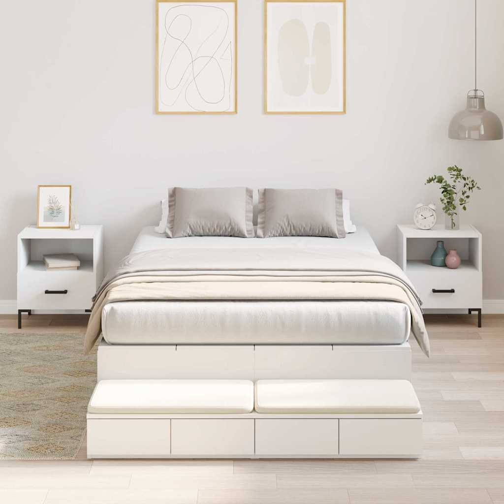 Opbergbedframe met lade met opslag Wit 120 cm Bewerkt hout is nu te koop bij PeponiXL, paradijselijk wonen!