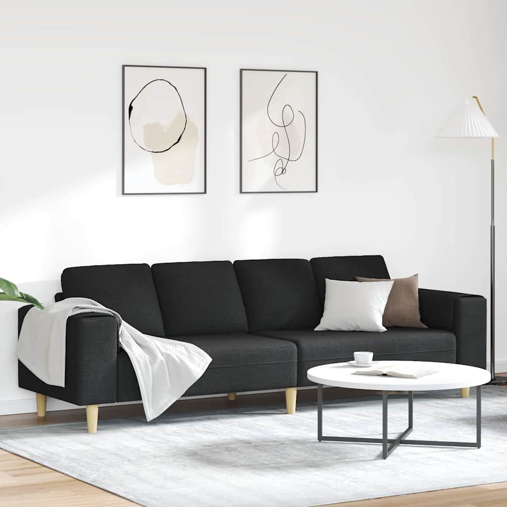 Woonkamer Bank Zwart 250 x 77 x 76 cm Polyester is nu te koop bij PeponiXL, paradijselijk wonen!