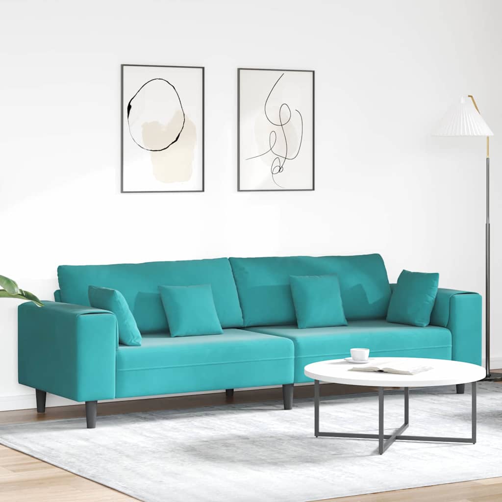 Bank Turquoise 250 x 77 x 76 cm Fluweel is nu te koop bij PeponiXL, paradijselijk wonen!