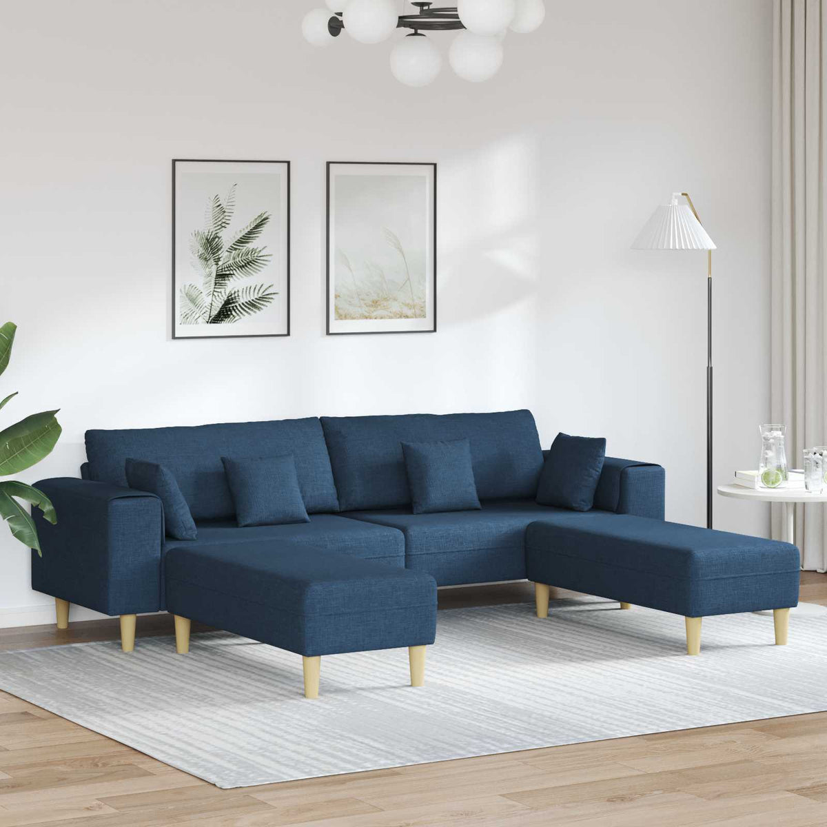 Bank met kussen 3 pcs Blauw Stof is nu te koop bij PeponiXL, paradijselijk wonen!