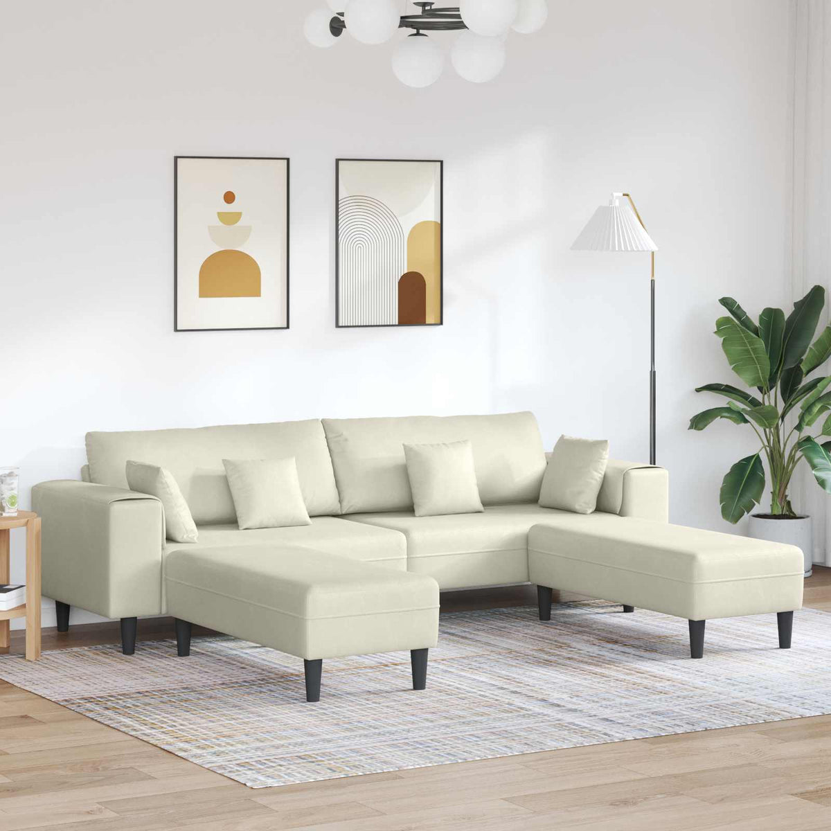 Bank 3 pcs Crème 250 x 188 x 76 cm Fluweel is nu te koop bij PeponiXL, paradijselijk wonen!