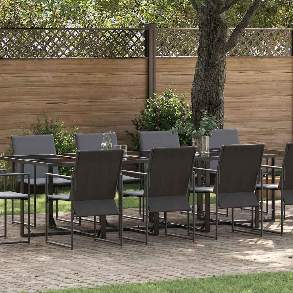 Tuin eettafelset 11 pcs Zwart Staal is nu te koop bij PeponiXL, paradijselijk wonen!