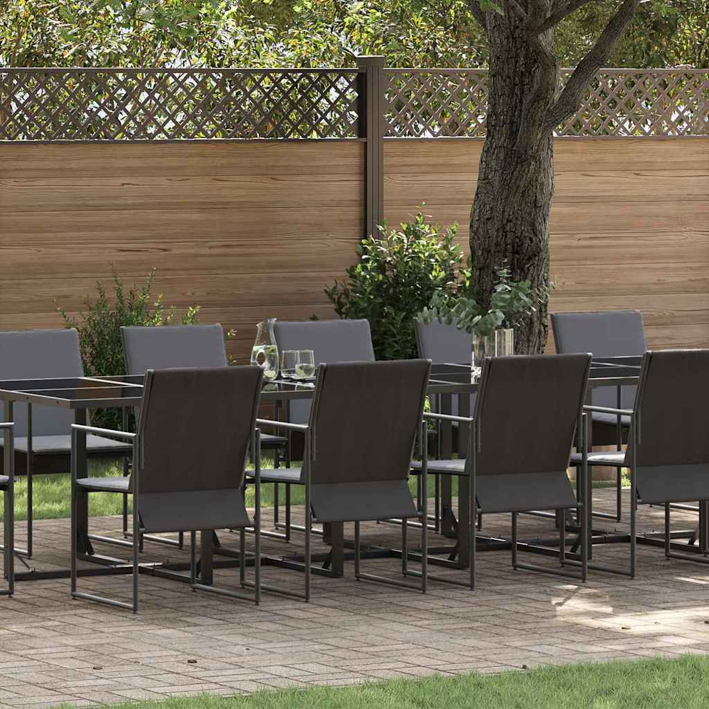 Tuin eettafelset 13 pcs Zwart Staal is nu te koop bij PeponiXL, paradijselijk wonen!