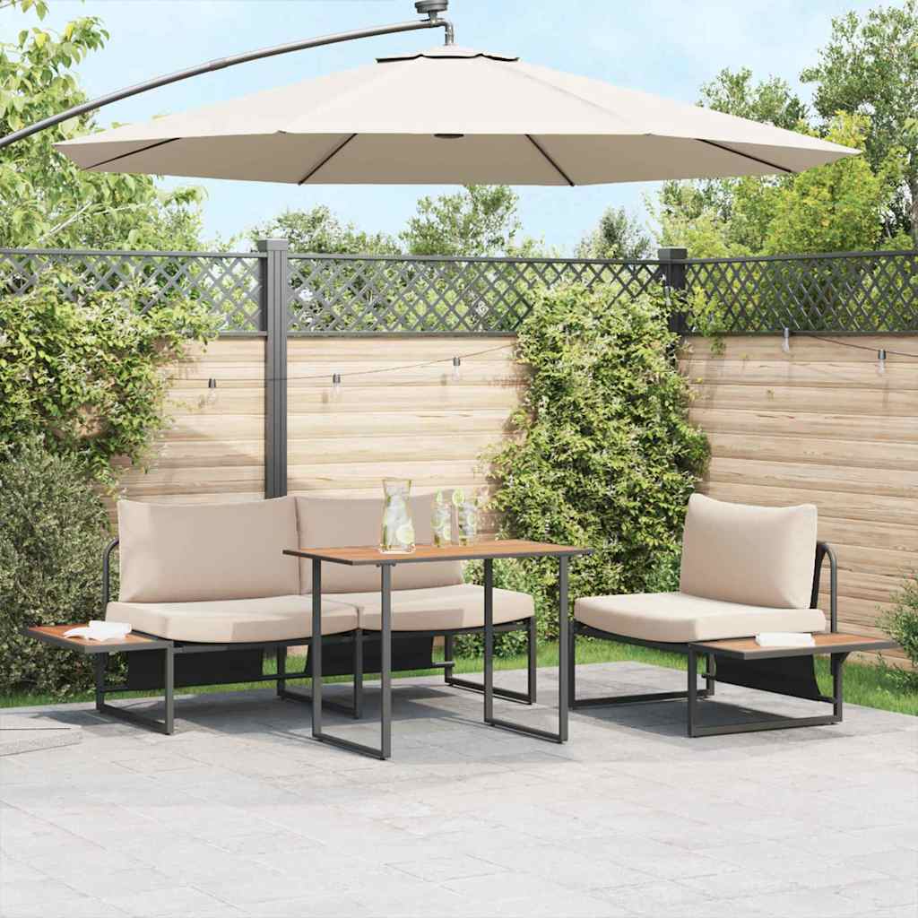 Tuin eettafelset 3 pcs Taupe Staal is nu te koop bij PeponiXL, paradijselijk wonen!