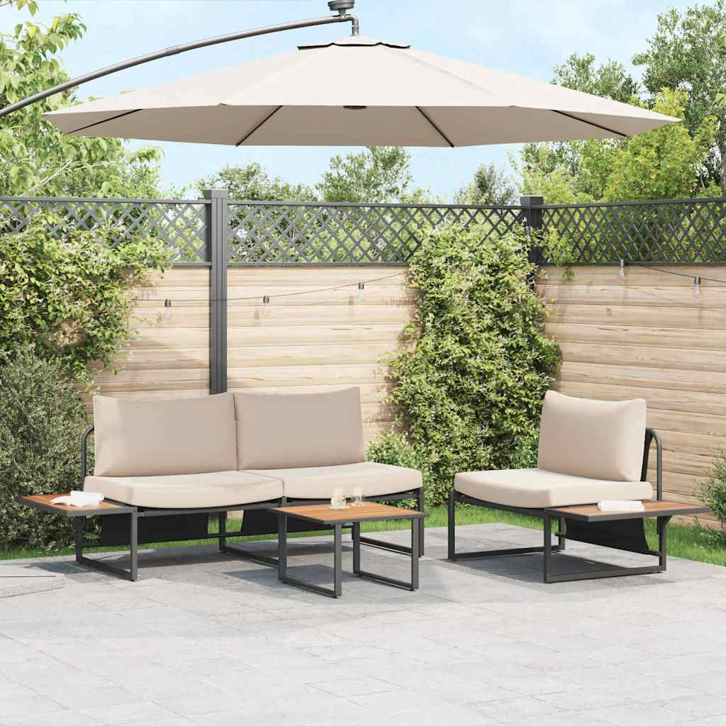 Tuin eettafelset 3 pcs Taupe Staal is nu te koop bij PeponiXL, paradijselijk wonen!
