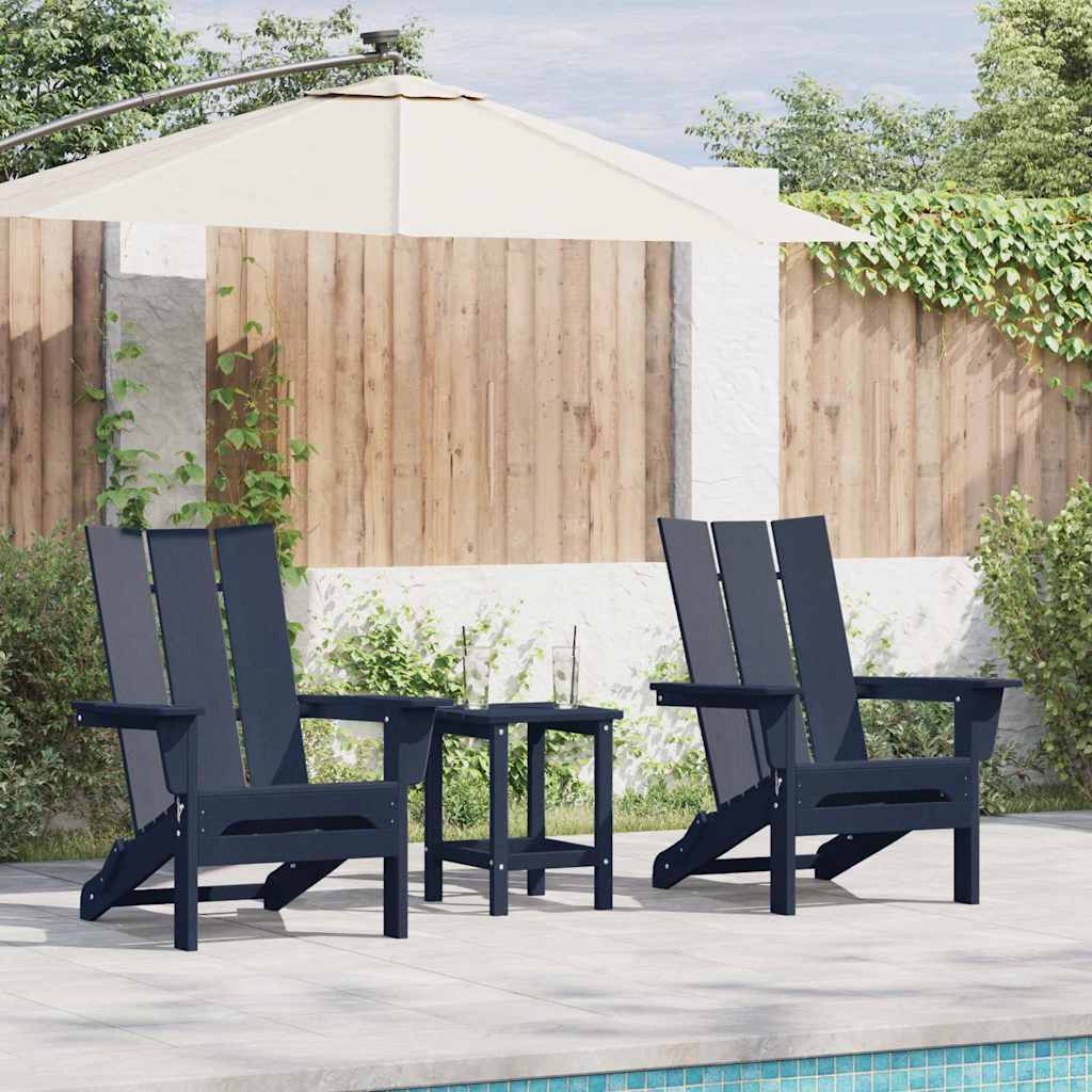 Tuinstoel 3 pcs Marineblauw 80.5 x 74.5 x 92 cm Polyetheen is nu te koop bij PeponiXL, paradijselijk wonen!