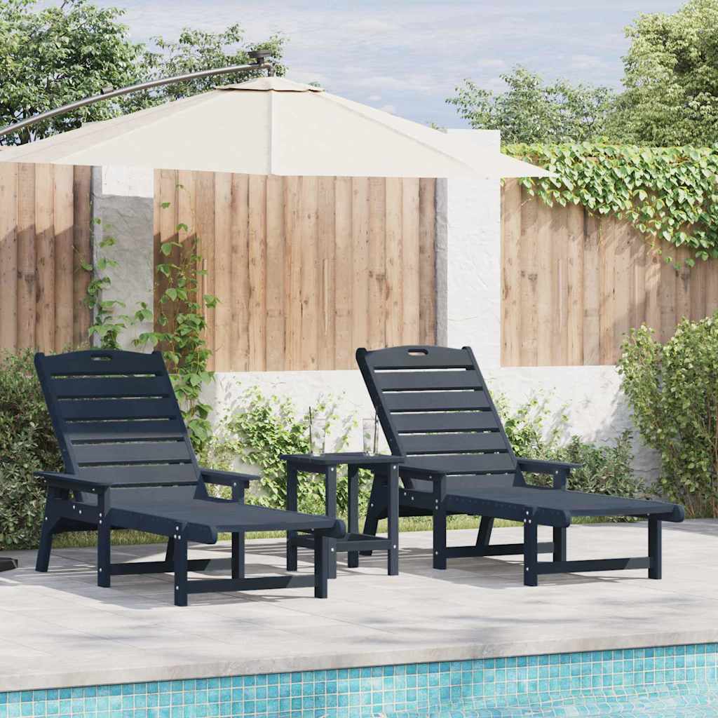 Ligstoel 3 pcs Marineblauw Polyetheen is nu te koop bij PeponiXL, paradijselijk wonen!