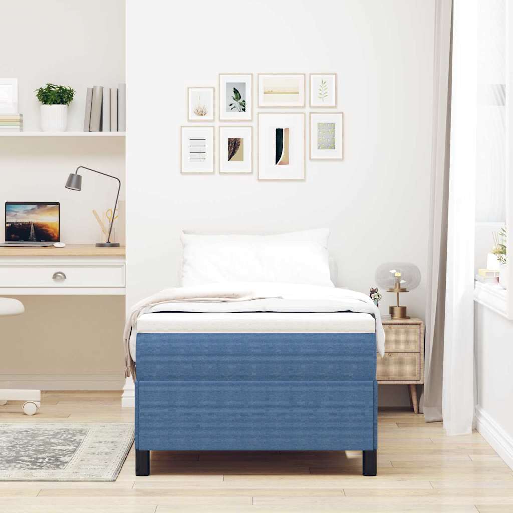 Boxspringbed Blauw 90 x 200 cm Katoen Stof is nu te koop bij PeponiXL, paradijselijk wonen!