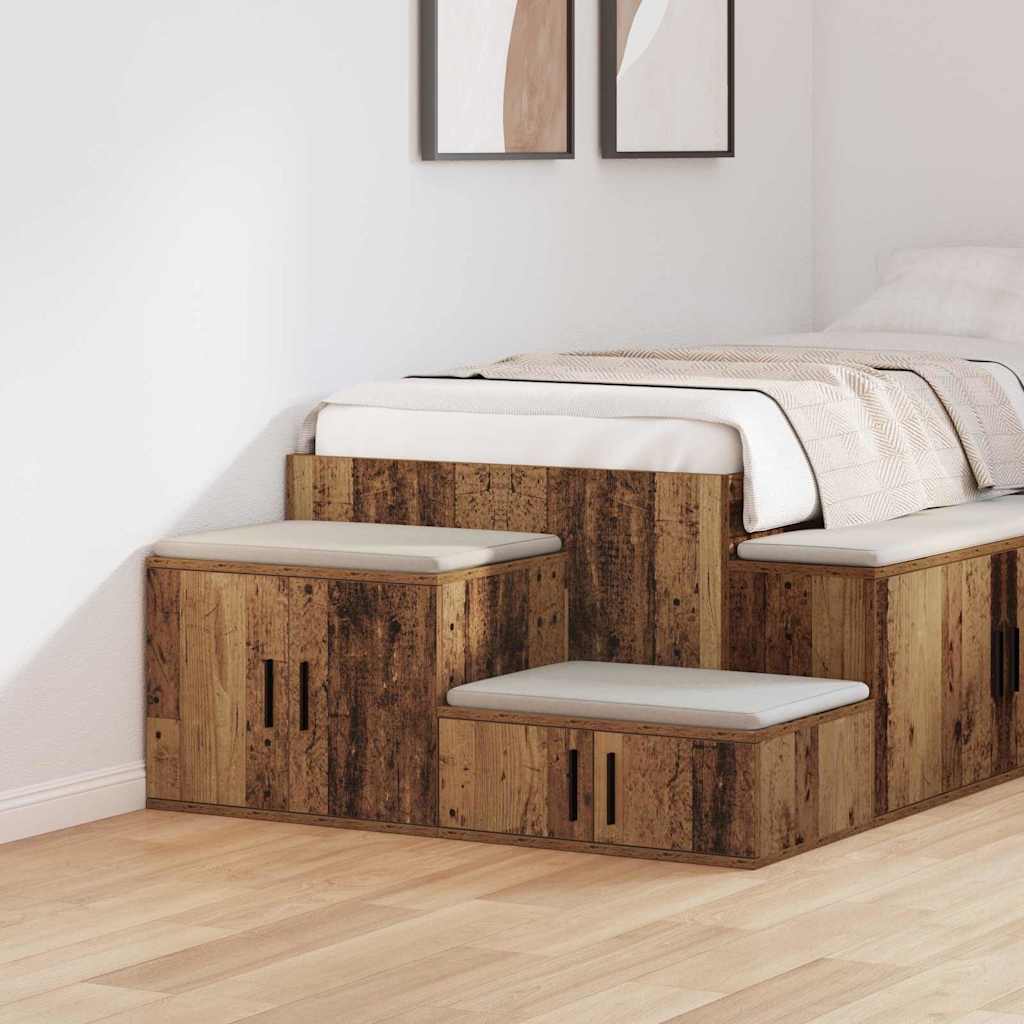 Opbergkast 2 pcs Oudhout 127 x 41 x 40 cm Bewerkt hout is nu te koop bij PeponiXL, paradijselijk wonen!