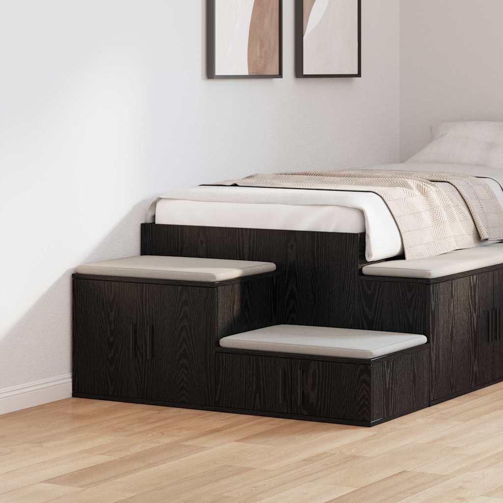 Opbergkast 2 pcs Zwart Eiken 103 x 41 x 40 cm Bewerkt hout is nu te koop bij PeponiXL, paradijselijk wonen!