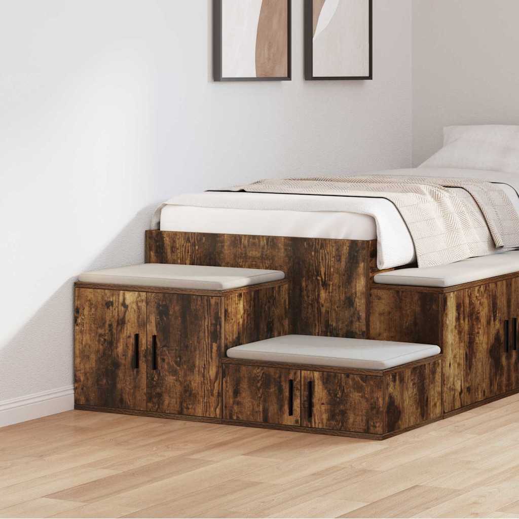 Opbergkast 2 pcs Gerookt eiken 103 x 41 x 40 cm Bewerkt hout is nu te koop bij PeponiXL, paradijselijk wonen!