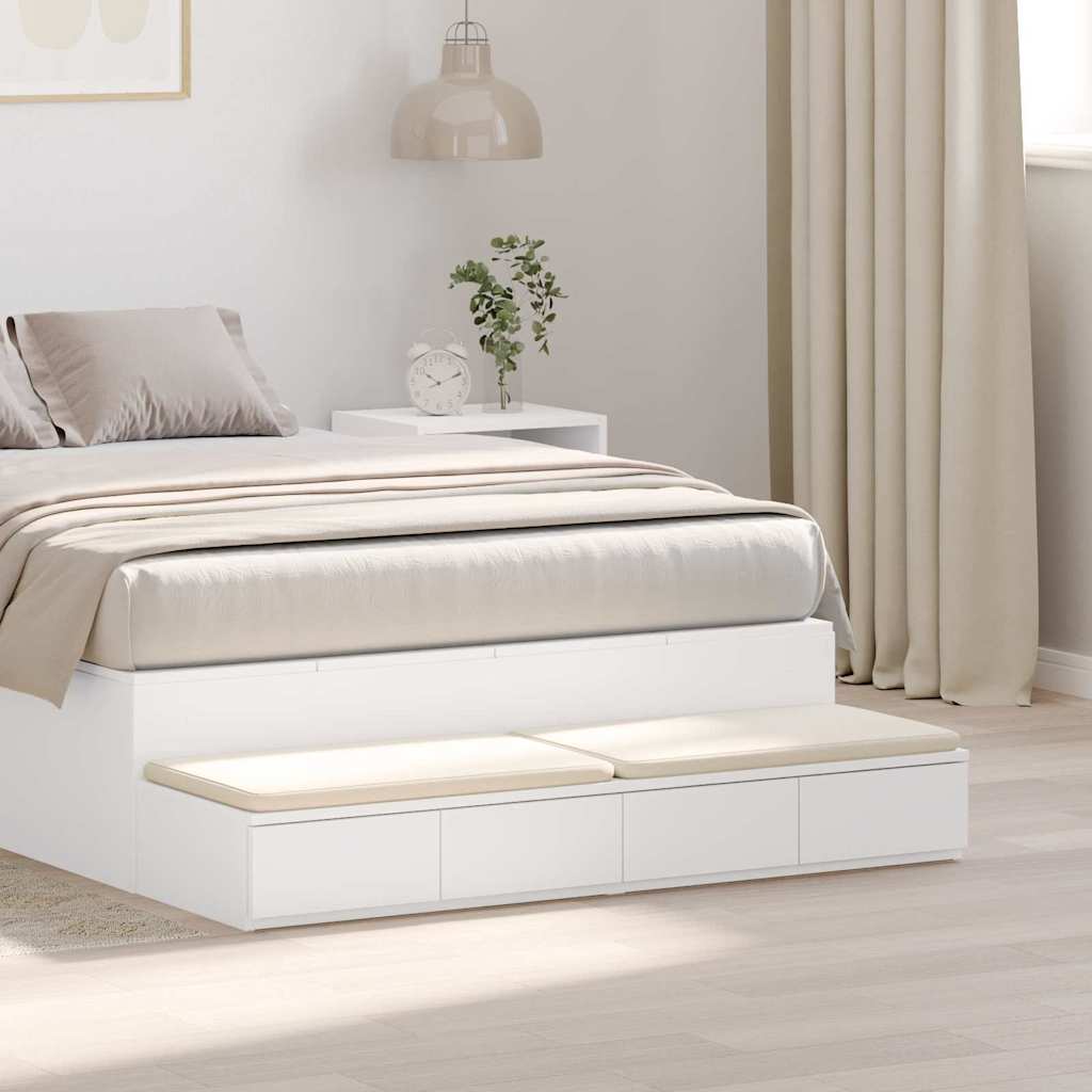 Bedlades met lade Wit 120 x 36,5 x 16,5 cm Bewerkt hout is nu te koop bij PeponiXL, paradijselijk wonen!