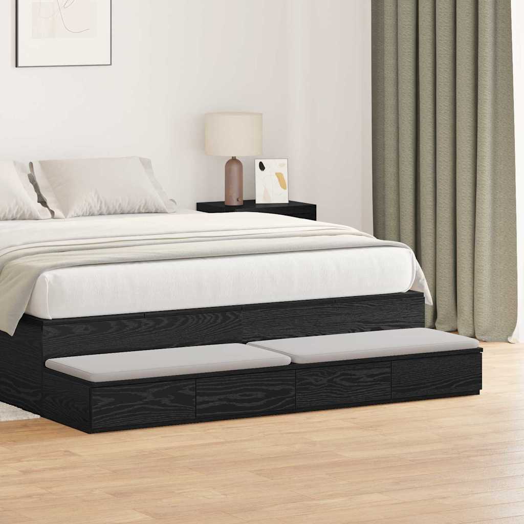 Bedlades met lade Zwart Eiken 150 x 36,5 x 16,5 cm Bewerkt hout is nu te koop bij PeponiXL, paradijselijk wonen!