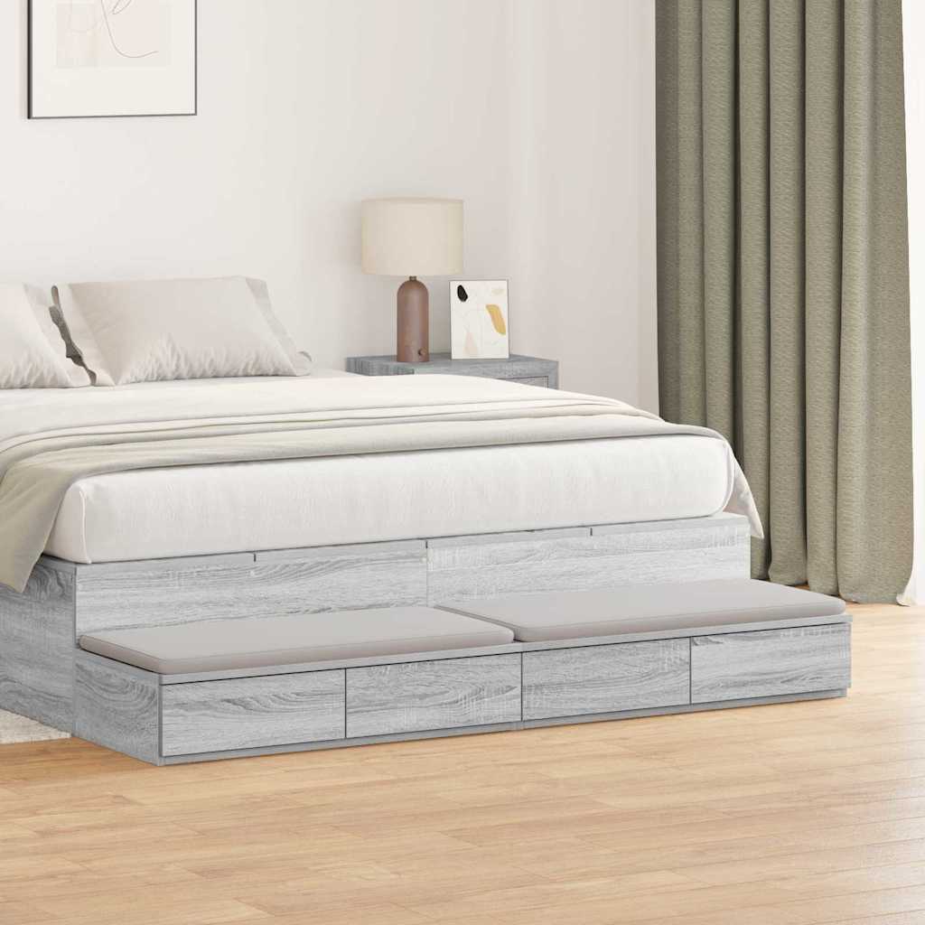 Bedlades Grijs Sonoma 150 x 36,5 x 16,5 cm Bewerkt hout is nu te koop bij PeponiXL, paradijselijk wonen!