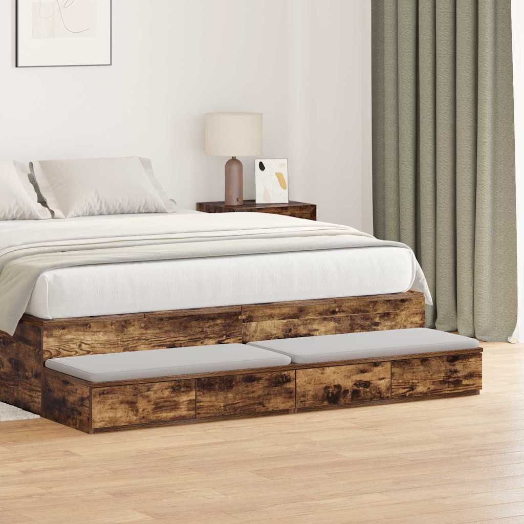 Bedlades Gerookt eiken 160 x 36,5 x 16,5 cm Bewerkt hout is nu te koop bij PeponiXL, paradijselijk wonen!