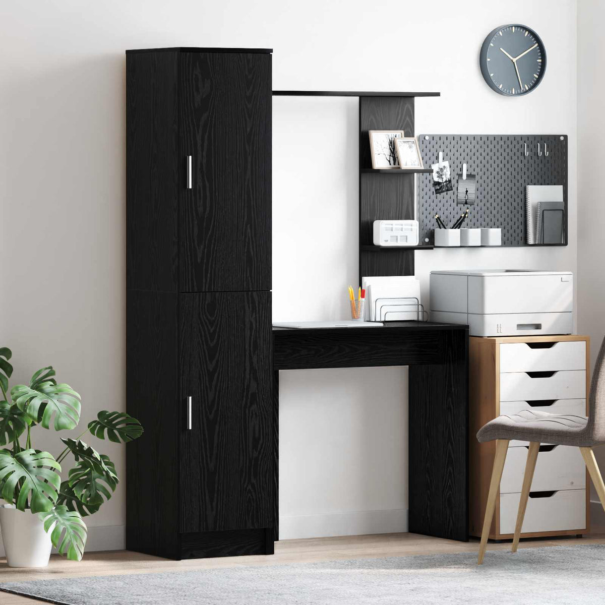 Bureau 2 pcs Zwart Eiken is nu te koop bij PeponiXL, paradijselijk wonen!