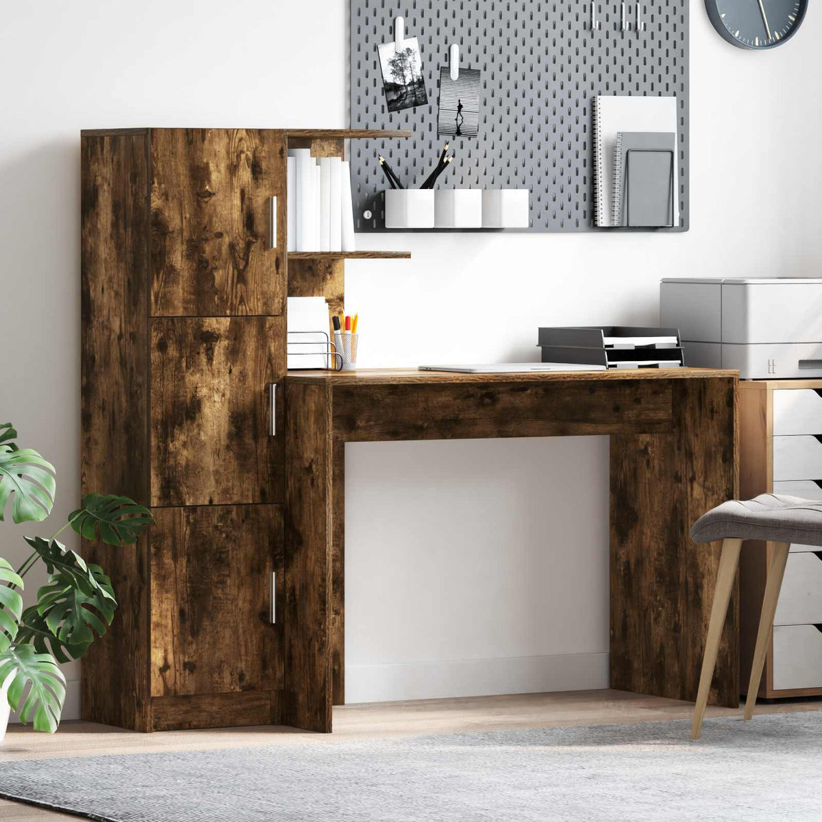 Bureau 2 pcs Gerookt eiken is nu te koop bij PeponiXL, paradijselijk wonen!