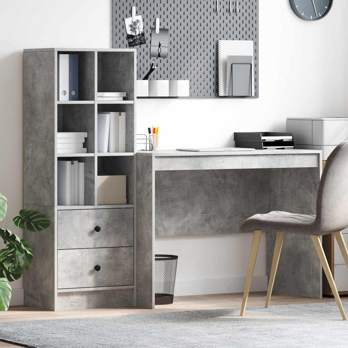 Bureau met lade 2 pcs Beton Grijs is nu te koop bij PeponiXL, paradijselijk wonen!