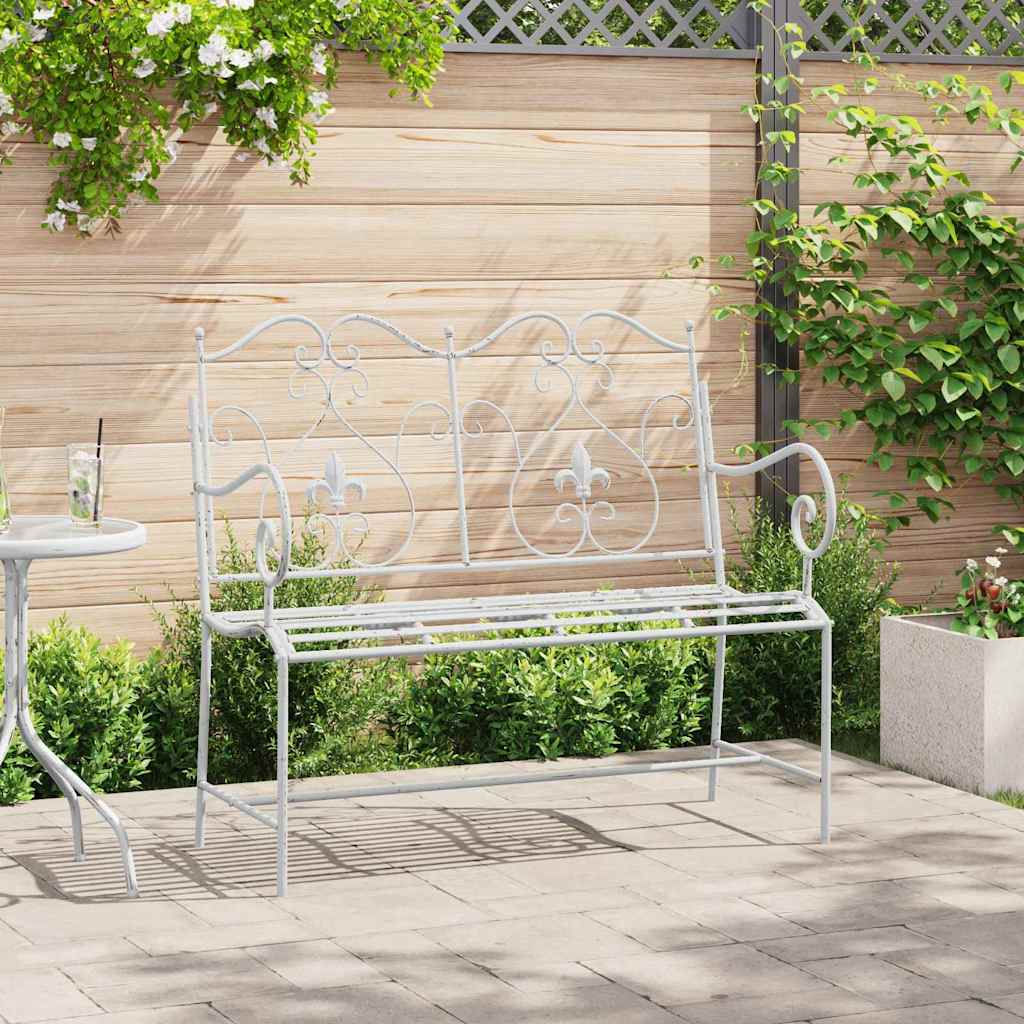 Tuinbank Antiek wit 104 x 54 x 93 cm Staal is nu te koop bij PeponiXL, paradijselijk wonen!