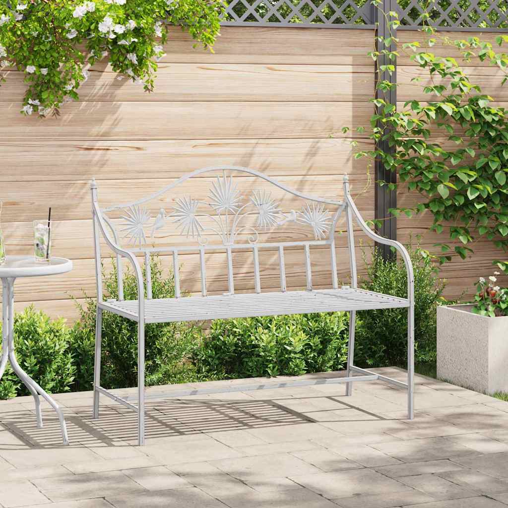 Tuinbank Antiek wit 104 x 52,5 x 89 cm Staal is nu te koop bij PeponiXL, paradijselijk wonen!