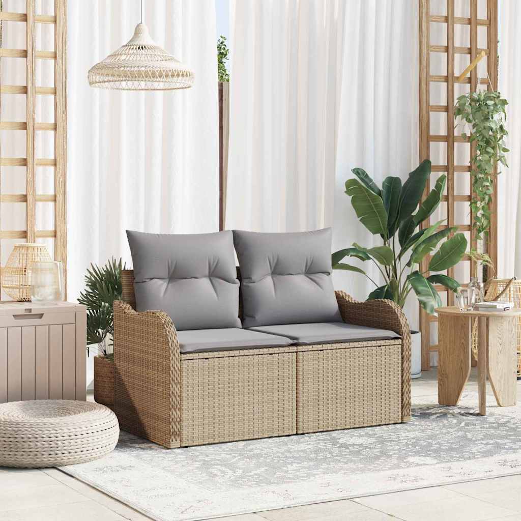 Tuinbank met kussen Beige 121 x 62 x 69cm poly rattan is nu te koop bij PeponiXL, paradijselijk wonen!