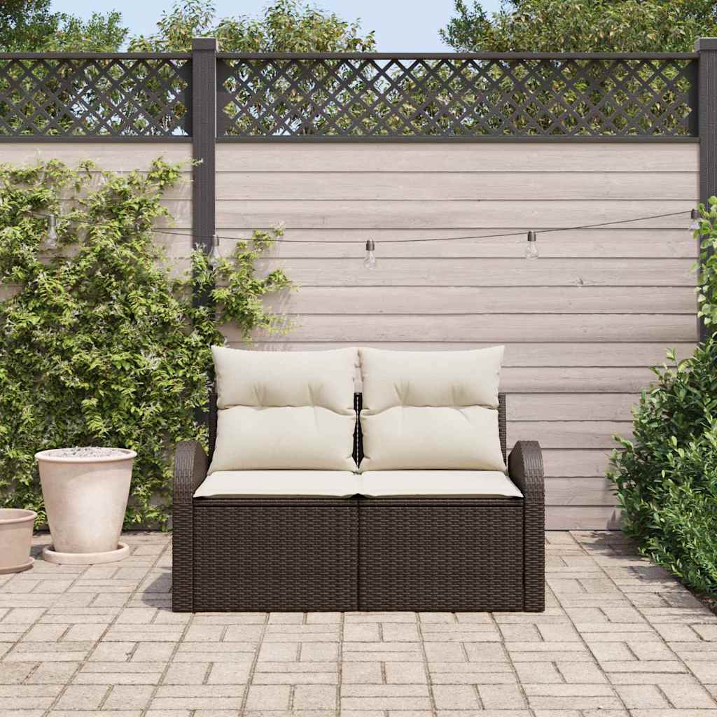 Tuinbank met kussen Bruin 124 x 62 x 69cm poly rattan is nu te koop bij PeponiXL, paradijselijk wonen!
