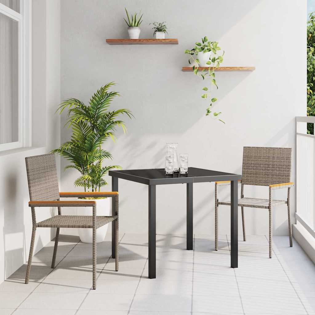 Tuinstapelstoelen 2 pcs Grijs en Bruin 54 x 56 x 90 cm is nu te koop bij PeponiXL, paradijselijk wonen!