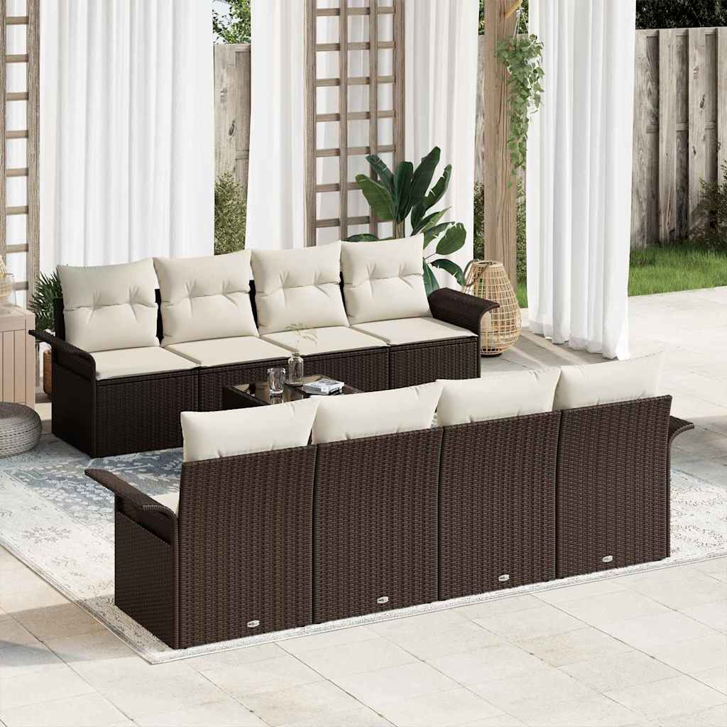 Tuin Sofa Set met kussen 9 pcs Bruin poly rattan is nu te koop bij PeponiXL, paradijselijk wonen!