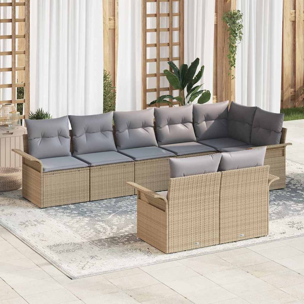 Tuin Sofa Set met kussen 8 pcs Beige poly rattan is nu te koop bij PeponiXL, paradijselijk wonen!