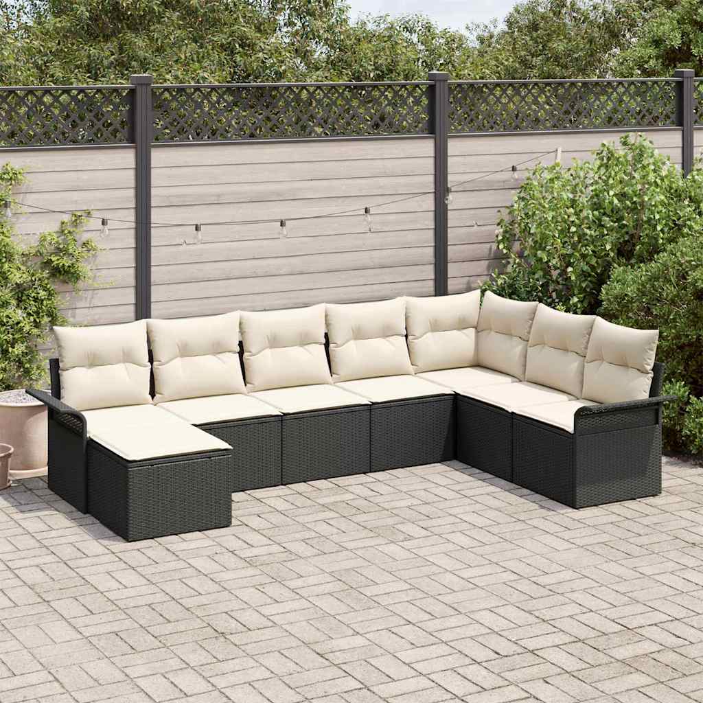 Tuin Sofa Set 8 st Zwart poly rattan is nu te koop bij PeponiXL, paradijselijk wonen!