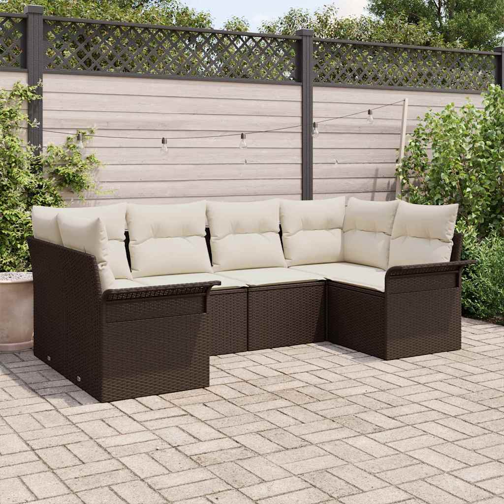 Tuinbankenset met kussen 6 pcs Bruin poly rattan is nu te koop bij PeponiXL, paradijselijk wonen!