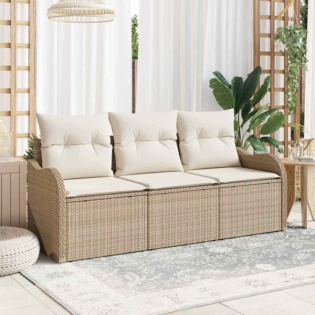 Tuinbankenset met kussen 3 pcs Beige poly rattan is nu te koop bij PeponiXL, paradijselijk wonen!