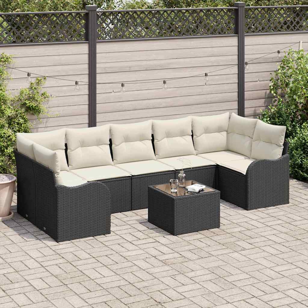 Tuin Sofa Set 8 st 7-Aantal zitplaatsen Zwart poly rattan is nu te koop bij PeponiXL, paradijselijk wonen!
