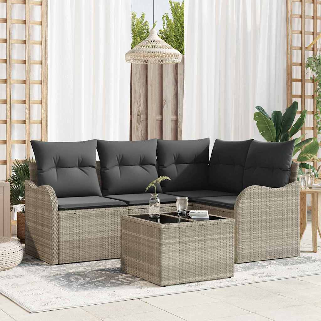 Tuin Sofa Set Lichtgrijs poly rattan is nu te koop bij PeponiXL, paradijselijk wonen!