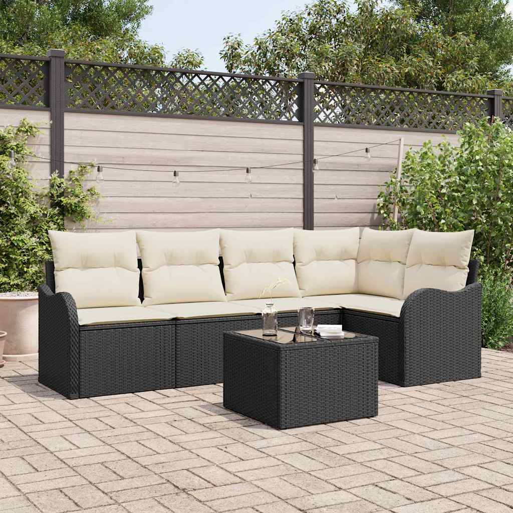 Tuin Sofa Set 5 st Zwart poly rattan is nu te koop bij PeponiXL, paradijselijk wonen!