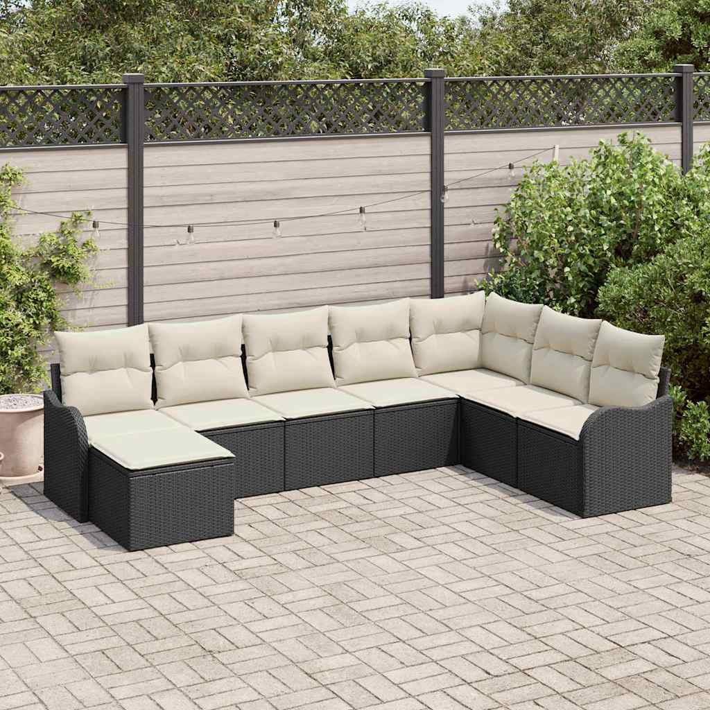 Tuin Sofa Set 8 st Zwart poly rattan is nu te koop bij PeponiXL, paradijselijk wonen!