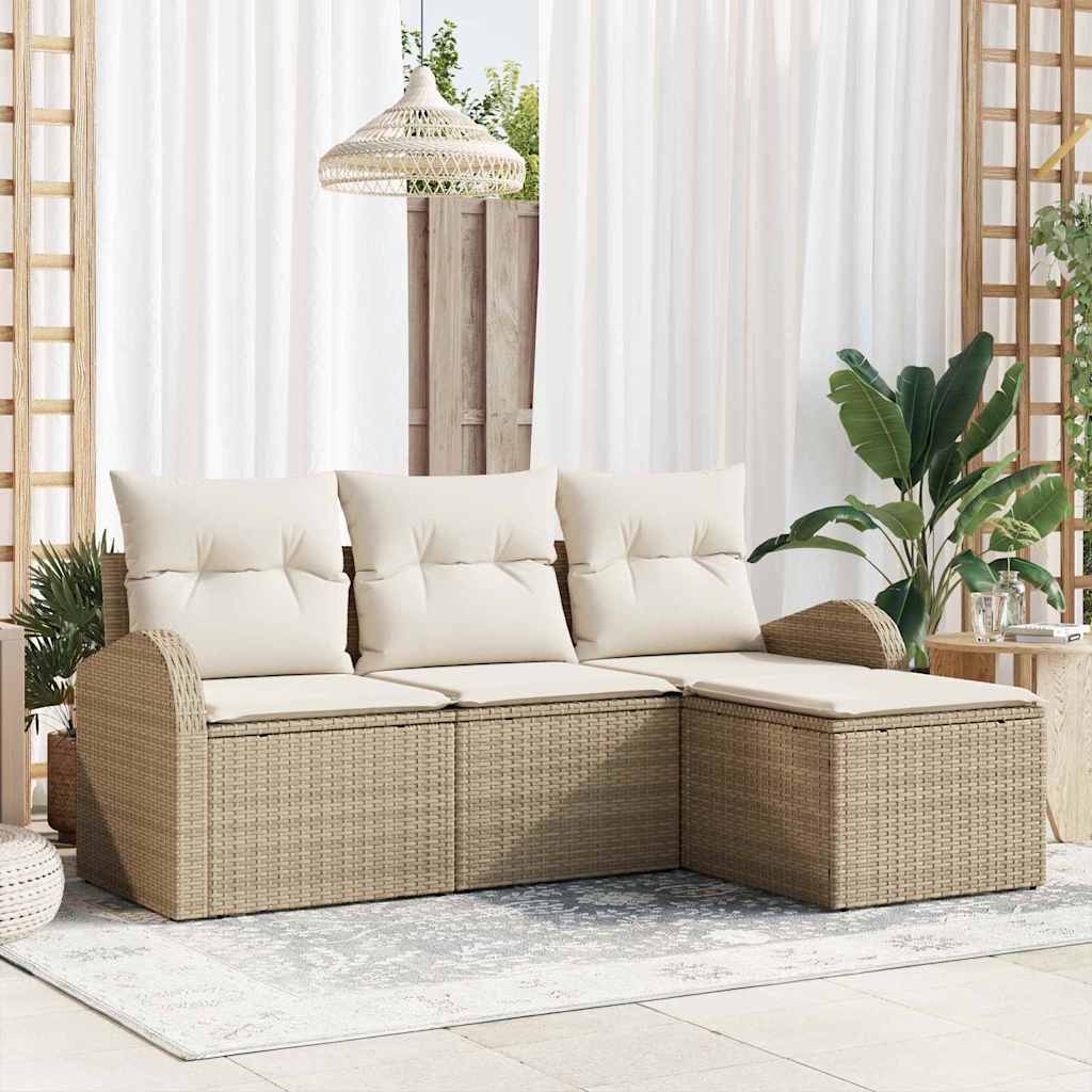 Tuin Sofa Set Beige poly rattan is nu te koop bij PeponiXL, paradijselijk wonen!