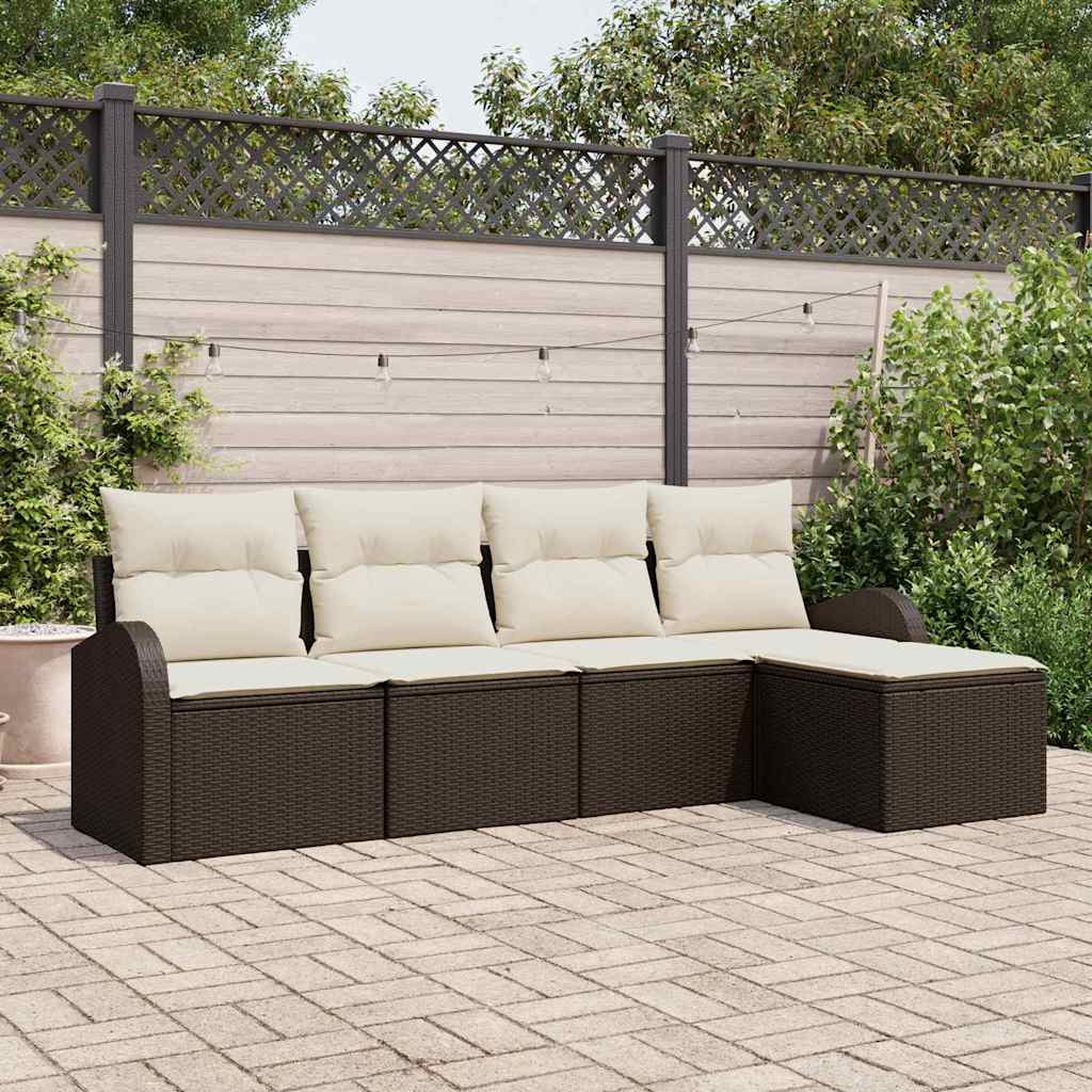 Tuin Sofa Set 5 pcs Bruin poly rattan is nu te koop bij PeponiXL, paradijselijk wonen!