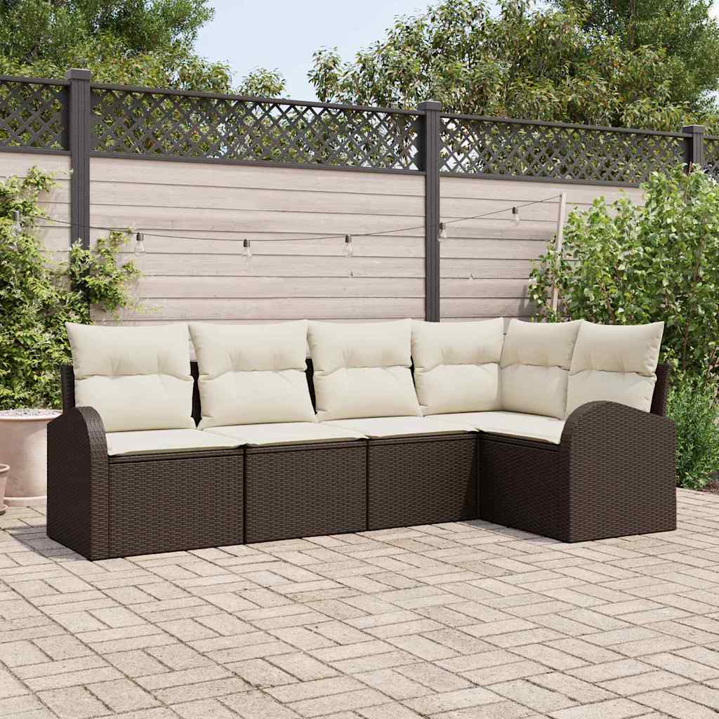 Bankstel met kussen 5 pcs Bruin Polyester is nu te koop bij PeponiXL, paradijselijk wonen!
