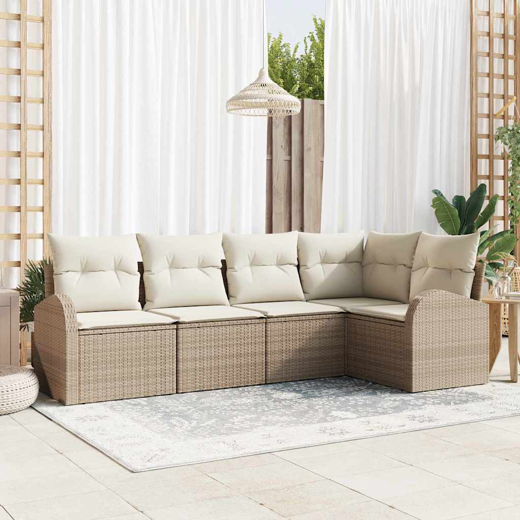 Bankstel met kussen 5 pcs Beige Polyester is nu te koop bij PeponiXL, paradijselijk wonen!