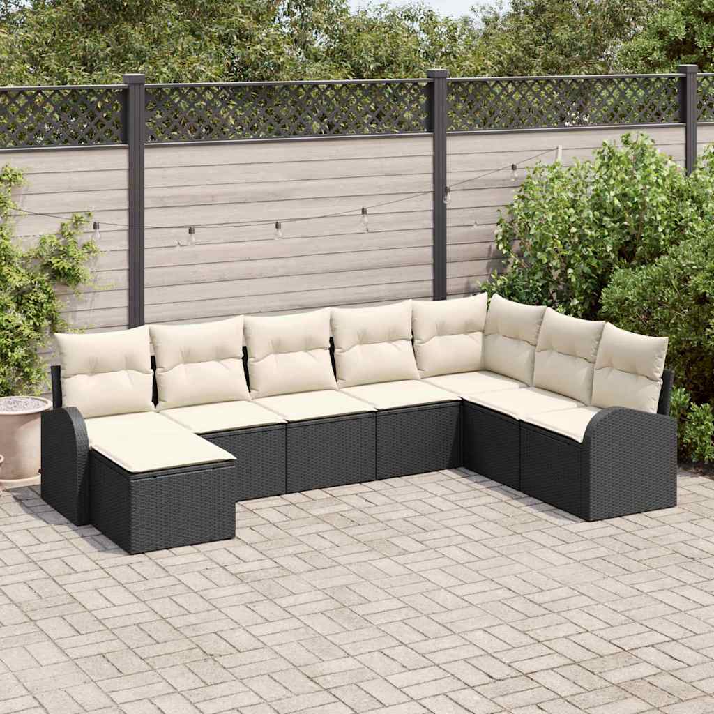 Tuin Sofa Set 8 st Zwart [Synthetisch]: Poly Rattan is nu te koop bij PeponiXL, paradijselijk wonen!