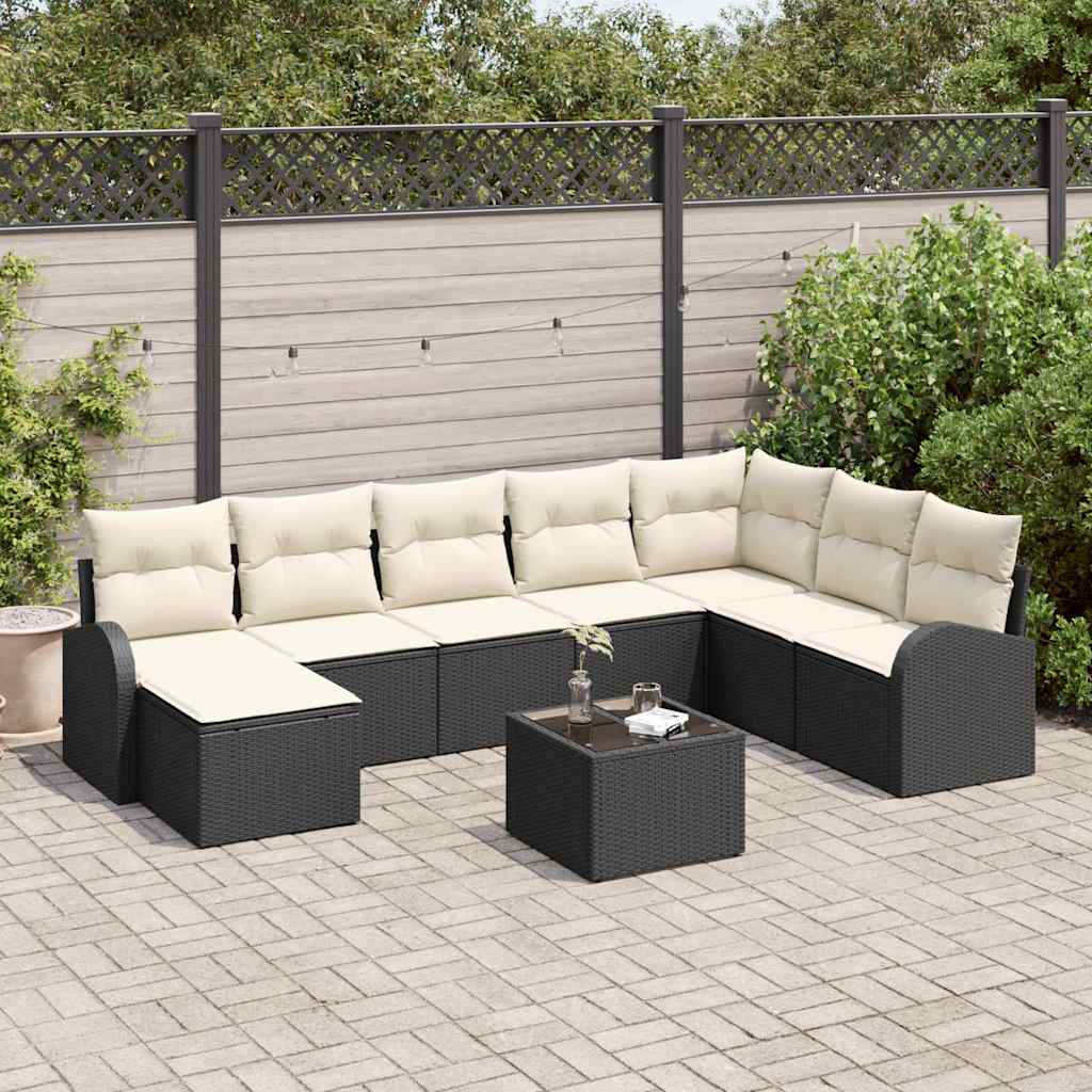 Tuin Sofa Set 9 st Zwart [Synthetisch]: Poly Rattan is nu te koop bij PeponiXL, paradijselijk wonen!