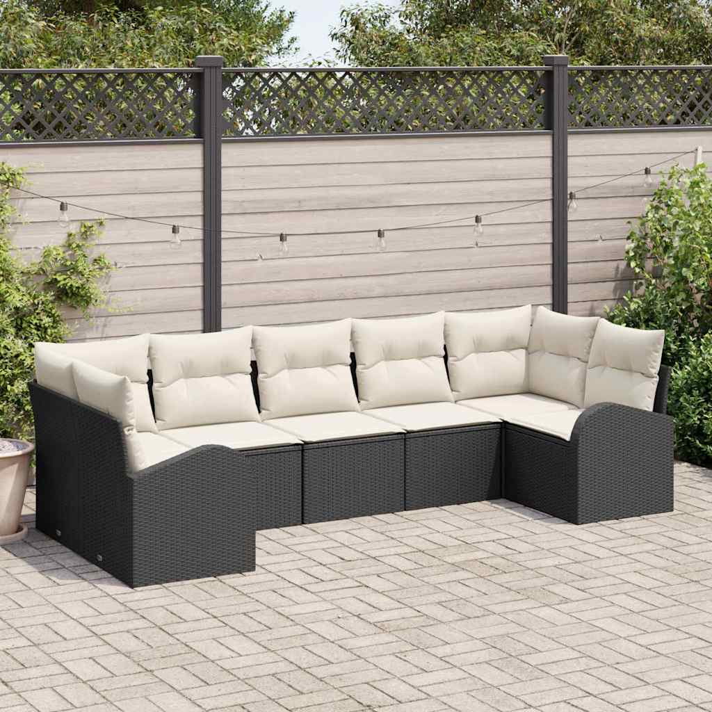 Tuin Sofa Set 7 st Zwart [Synthetisch]: Poly Rattan is nu te koop bij PeponiXL, paradijselijk wonen!
