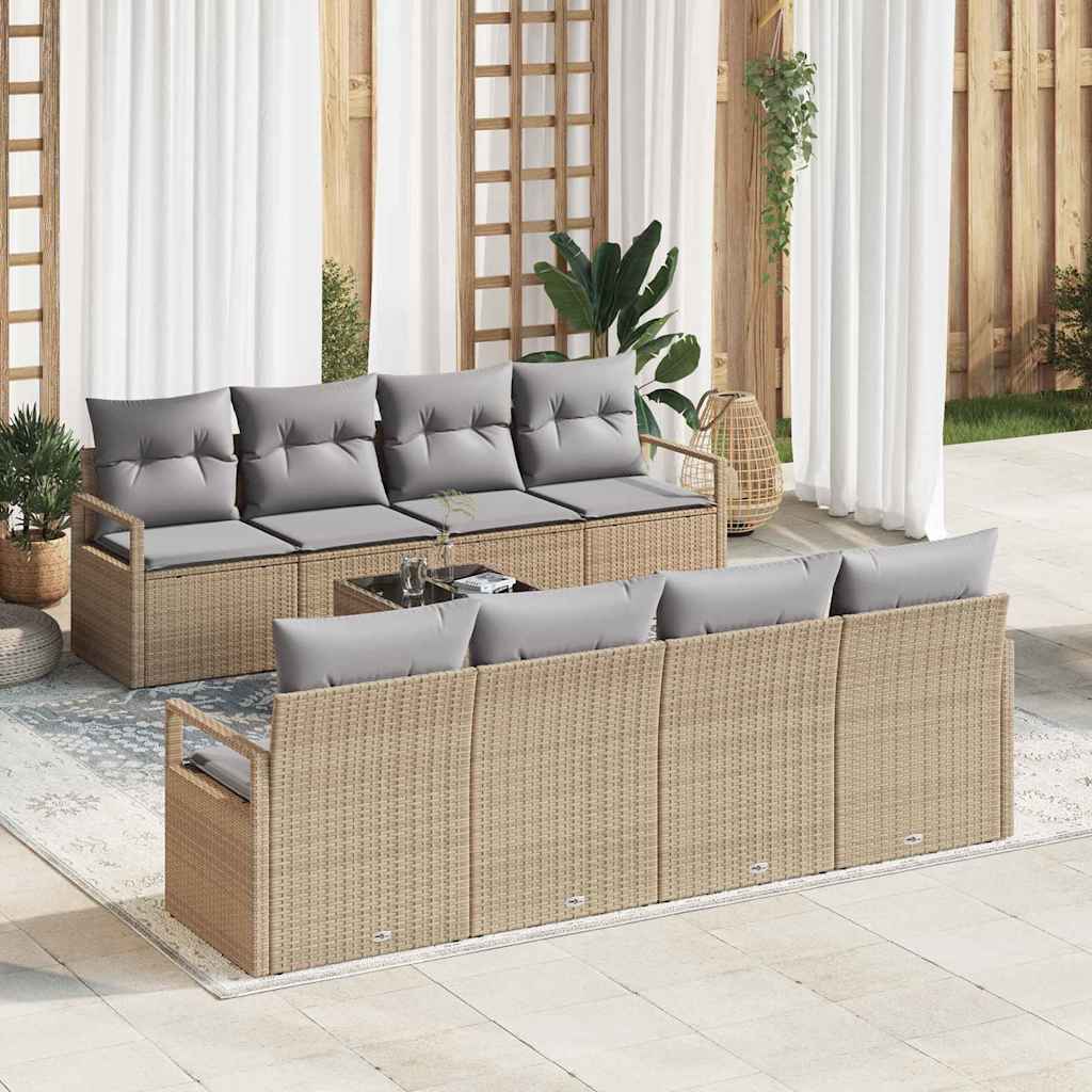 Bankstel met kussen 7 pcs Beige en Grijs poly rattan is nu te koop bij PeponiXL, paradijselijk wonen!