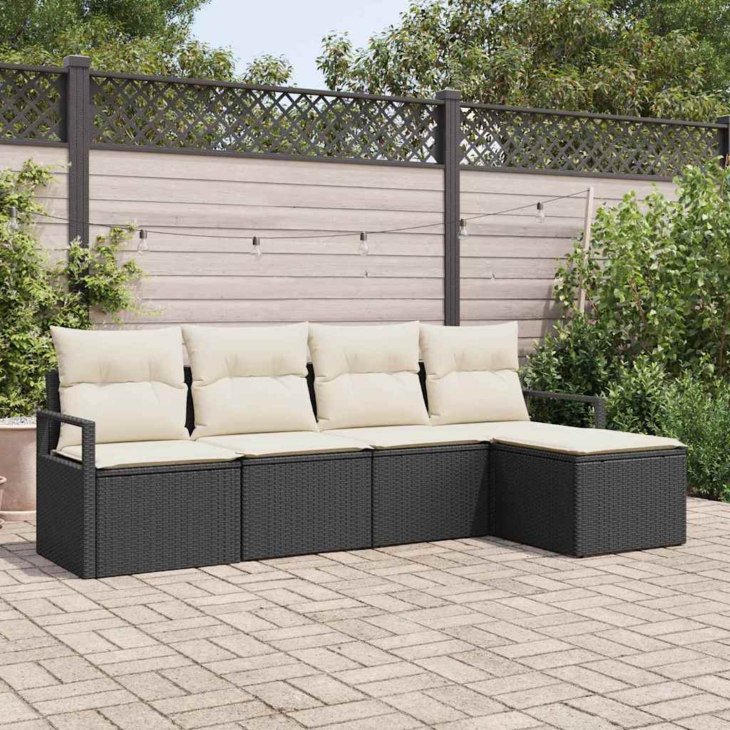 Bankstel 5 pcs Zwart poly rattan is nu te koop bij PeponiXL, paradijselijk wonen!