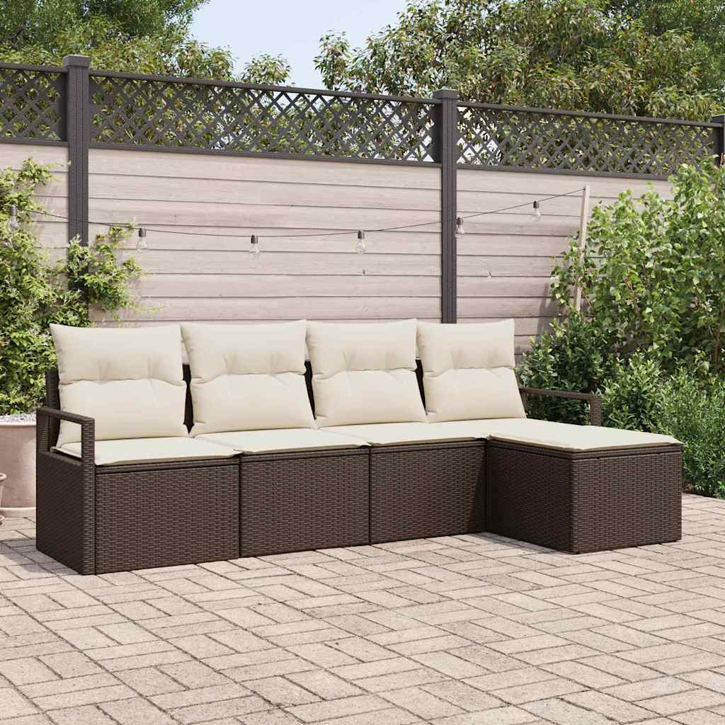 Bankstel 5 pcs Bruin poly rattan is nu te koop bij PeponiXL, paradijselijk wonen!