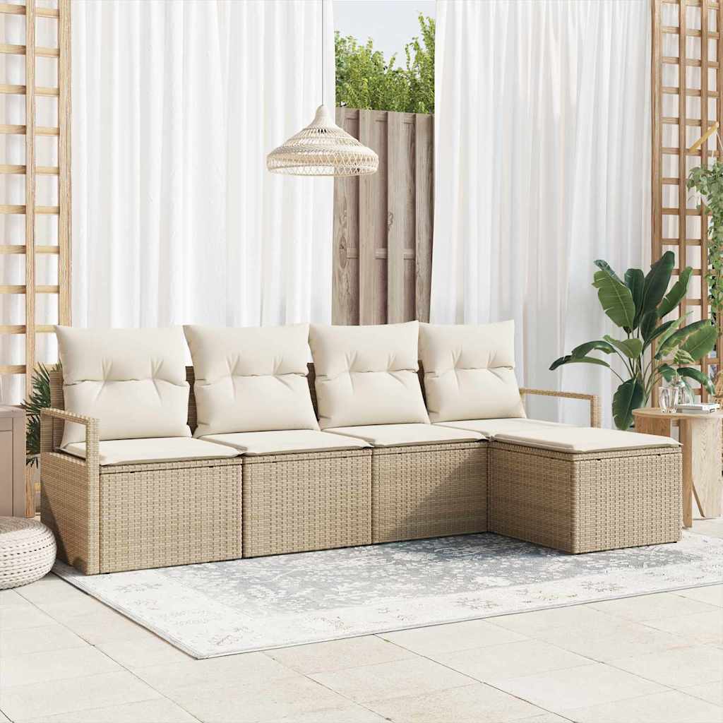 Bankstel 5 pcs Beige poly rattan is nu te koop bij PeponiXL, paradijselijk wonen!